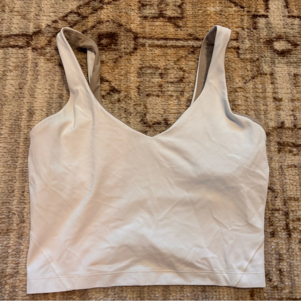 Lululemon Athletica White Fitted Crop Tank Top